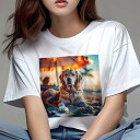 ゴールデンレトリバー Tシャツ レディース 犬ファン 半袖 春夏 犬柄 プリント カジュアル かわいい 人間用 個性派 ここだけのデザイン 面白 ビーチ ゴール...