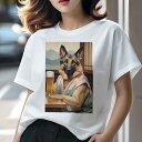 ジャーマンシェパード Tシャツ レディース 犬ファン 半袖 春夏 犬柄 プリント カジュアル かわいい 人間用 個性派 ここだけのデザイン 面白 ビール ジャーマンシェパード 着物 日本 山