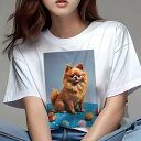 ポメラニアン Tシャツ レディース 犬ファン 半袖 春夏 犬柄 プリント カジュアル かわいい 人間用 個性派 ここだけのデザイン 面白 お祝い ポメラニアン ...