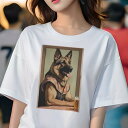 ジャーマンシェパード Tシャツ レディース 犬ファン 半袖 春夏 犬柄 プリント カジュアル かわいい 人間用 個性派 ここだけのデザイン 面白 ビール ジャー...