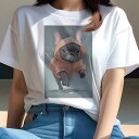 フレンチブルドッグ Tシャツ レディース 犬ファン 半袖 春夏 犬柄 プリント カジュアル かわいい 人間用 個性派 ここだけのデザイン 面白 雨 フレンチブル...