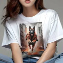 ジャーマンシェパード Tシャツ レディース 犬ファン 半袖 春夏 犬柄 プリント カジュアル かわいい 人間用 個性派 ここだけのデザイン 面白 街並み ジャー...