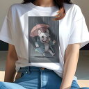 フレンチブルドッグ Tシャツ レディース 犬ファン 半袖 春夏 犬柄 プリント カジュアル かわいい 人間用 個性派 ここだけのデザイン 面白 雨 フレンチブルドッグ 傘 レインコート