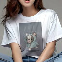 フレンチブルドッグ Tシャツ レディース 犬ファン 半袖 春夏 犬柄 プリント カジュアル かわいい 人間用 個性派 ここだけのデザイン 面白 雨 フレンチブル...