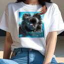 ポメラニアン Tシャツ レディース 犬ファン 半袖 春夏 犬柄 プリント カジュアル かわいい 人間用 個性派 ここだけのデザイン 面白 水 ポメラニアン 水面 波
