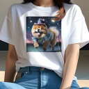 チャウチャウ Tシャツ レディース 犬ファン 半袖 春夏 犬柄 プリント カジュアル かわいい 人間用 個性派 ここだけのデザイン 面白 星 チャウチャウ 夜空 魔法使いの帽子 ローブ