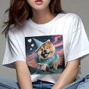 チャウチャウ Tシャツ レディース 犬ファン 半袖 春夏 犬柄 プリント カジュアル かわいい 人間用 個性派 ここだけのデザイン 面白 星 チャウチャウ ハート 帽子 ドレス