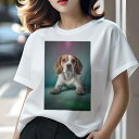 ビーグル Tシャツ レディース 犬ファン 半袖 春夏 犬柄 プリント カジュアル かわいい 人間用 個性派 ここだけのデザイン 面白 ビーグル