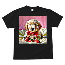 ゴールデンレトリバー Tシャツ メンズ キッズ 犬ファン 半袖 春夏 犬柄 プリント カジュアル かわいい 人間用 個性派 ここだけのデザイン 面白 イチゴ ゴールデンレトリバー リボン
