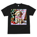 ゴールデンレトリバー Tシャツ メンズ キッズ 犬ファン 半袖 春夏 犬柄 プリント カジュアル かわいい 人間用 個性派 ここだけのデザイン 面白 イチゴ ゴールデンレトリバー リボン チェック柄