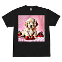 ゴールデンレトリバー Tシャツ メンズ キッズ 犬ファン 半袖 春夏 犬柄 プリント カジュアル かわいい 人間用 個性派 ここだけのデザイン 面白 イチゴ ゴールデンレトリバー ピンク