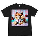 ポメラニアン Tシャツ メンズ キッズ 犬ファン 半袖 春夏 犬柄 プリント カジュアル かわいい 人間用 個性派 ここだけのデザイン 面白 いちご ポメラニアン リボン チェック柄