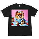 ポメラニアン Tシャツ メンズ キッズ 犬ファン 半袖 春夏 犬柄 プリント カジュアル かわいい 人間用 個性派 ここだけのデザイン 面白 イチゴ ポメラニアン リボン ギンガムチェック
