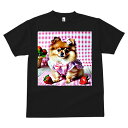 ポメラニアン Tシャツ メンズ キッズ 犬ファン 半袖 春夏 犬柄 プリント カジュアル かわいい 人間用 個性派 ここだけのデザイン 面白 イチゴ ポメラニアン ギンガムチェック リボン
