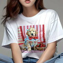ゴールデンレトリバー Tシャツ レディース 犬ファン 半袖 春夏 犬柄 プリント カジュアル かわいい 人間用 個性派 ここだけのデザイン 面白 イチゴ ゴール...