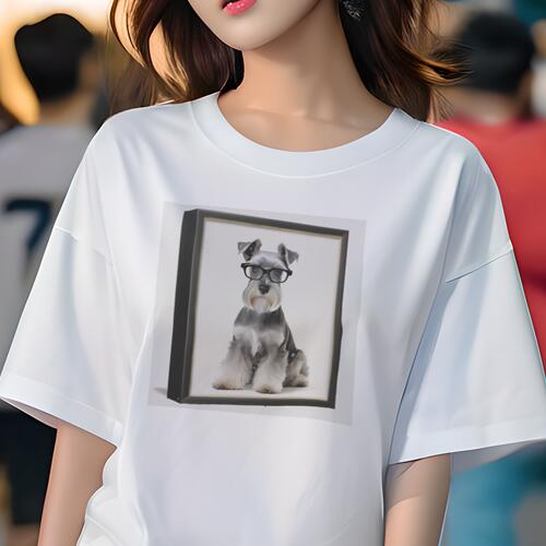 ミニチュアシュナウザー Tシャツ レディース 犬ファン 半袖 春夏 犬柄 プリント カジュアル かわいい ..
