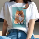 ポメラニアン Tシャツ レディース 犬ファン 半袖 春夏 犬柄 プリント カジュアル かわいい 人間用 個性派 ここだけのデザイン 面白 花 ポメラニアン