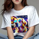 ゴールデンレトリバー Tシャツ レディース 犬ファン 半袖 春夏 犬柄 プリント カジュアル かわいい 人間用 個性派 ここだけのデザイン 面白 サングラス ゴ...