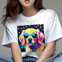 ゴールデンレトリバー Tシャツ レディース 犬ファン 半袖 春夏 犬柄 プリント カジュアル かわいい 人間用 個性派 ここだけのデザイン 面白 サングラス ゴ...