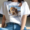 ポメラニアン Tシャツ レディース 犬ファン 半袖 春夏 犬柄 プリント カジュアル かわいい 人間用 個性派 ここだけのデザイン 面白 雪 ポメラニアン 冬 ...