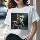 チワワ Tシャツ レディース 犬ファン 半袖 春夏 犬柄 プリント カジュアル かわいい 人間用 個性派 ここだけのデザイン 面白 着物 チワワ 和風 カラフル 日本