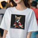 チワワ Tシャツ レディース 犬ファン 半袖 春夏 犬柄 プリント カジュアル かわいい 人間用 個性派 ここだけのデザイン 面白 着物 チワワ 和風 日本