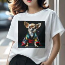 チワワ Tシャツ レディース 犬ファン 半袖 春夏 犬柄 プリント カジュアル かわいい 人間用 個性派 ここだけのデザイン 面白 着物 チワワ 和風 花柄