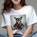 チワワ Tシャツ レディース 犬ファン 半袖 春夏 犬柄 プリント カジュアル かわいい 人間用 個性派 ここだけのデザイン 面白 着物 チワワ 和柄