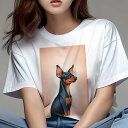 ミニチュアピンシャー Tシャツ レディース 犬ファン 半袖 春夏 犬柄 プリント カジュアル かわいい 人間用 個性派 ここだけのデザイン 面白 ミニチュアピン...