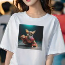 チワワ Tシャツ レディース 犬ファン 半袖 春夏 犬柄 プリント カジュアル かわいい 人間用 個性派 ここだけのデザイン 面白 着物 チワワ 和柄