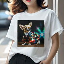 チワワ Tシャツ レディース 犬ファン 半袖 春夏 犬柄 プリント カジュアル かわいい 人間用 個性派 ここだけのデザイン 面白 着物 チワワ 和柄 花柄 日本