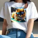 ポメラニアン Tシャツ レディース 犬ファン 半袖 春夏 犬柄 プリント カジュアル かわいい 人間用 個性派 ここだけのデザイン 面白 サングラス ポメラニア...