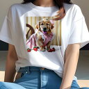 ゴールデンレトリバー Tシャツ レディース 犬ファン 半袖 春夏 犬柄 プリント カジュアル かわいい 人間用 個性派 ここだけのデザイン 面白 イチゴ ゴール...