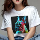 フレンチブルドッグ Tシャツ レディース 犬ファン 半袖 春夏 犬柄 プリント カジュアル かわいい 人間用 個性派 ここだけのデザイン 面白 フレンチブルドッ...