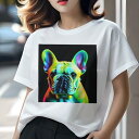 フレンチブルドッグ Tシャツ レディース 犬ファン 半袖 春夏 犬柄 プリント カジュアル かわいい 人間用 個性派 ここだけのデザイン 面白 フレンチブルドッ...