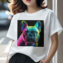 フレンチブルドッグ Tシャツ レディース 犬ファン 半袖 春夏 犬柄 プリント カジュアル かわいい 人間用 個性派 ここだけのデザイン 面白 フレンチブルドッ...
