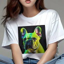 フレンチブルドッグ Tシャツ レディース 犬ファン 半袖 春夏 犬柄 プリント カジュアル かわいい 人間用 個性派 ここだけのデザイン 面白 フレンチブルドッ...