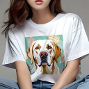 ラブラドールレトリバー Tシャツ レディース 犬ファン 半袖 春夏 犬柄 プリント カジュアル かわいい 人間用 個性派 ここだけのデザイン 面白 背景 ラブラ...