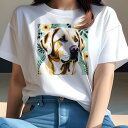 ラブラドールレトリバー Tシャツ レディース 犬ファン 半袖 春夏 犬柄 プリント カジュアル かわいい 人間用 個性派 ここだけのデザイン 面白 花 ラブラド...