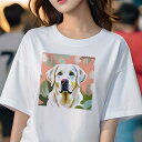 ラブラドールレトリバー Tシャツ レディース 犬ファン 半袖 春夏 犬柄 プリント カジュアル かわいい 人間用 個性派 ここだけのデザイン 面白 背景 ラブラ...
