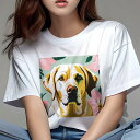 ラブラドールレトリバー Tシャツ レディース 犬ファン 半袖 春夏 犬柄 プリント カジュアル かわいい 人間用 個性派 ここだけのデザイン 面白 花 ラブラド...