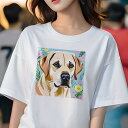 ラブラドールレトリバー Tシャツ レディース 犬ファン 半袖 春夏 犬柄 プリント カジュアル かわいい 人間用 個性派 ここだけのデザイン 面白 花 ラブラド...