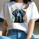 ラブラドールレトリバー Tシャツ レディース 犬ファン 半袖 春夏 犬柄 プリント カジュアル かわいい 人間用 個性派 ここだけのデザイン 面白 花 ラブラド...