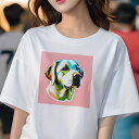 グレートピレニーズ Tシャツ レディース 犬ファン 半袖 春夏 犬柄 プリント カジュアル かわいい 人間用 個性派 ここだけのデザイン 面白 ポップアート グ...
