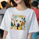 ラブラドールレトリバー Tシャツ レディース 犬ファン 半袖 春夏 犬柄 プリント カジュアル かわいい 人間用 個性派 ここだけのデザイン 面白 花 ラブラド...