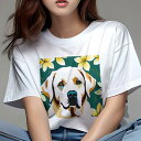 ラブラドールレトリバー Tシャツ レディース 犬ファン 半袖 春夏 犬柄 プリント カジュアル かわいい 人間用 個性派 ここだけのデザイン 面白 花柄 ラブラ...