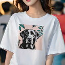 ラブラドールレトリバー Tシャツ レディース 犬ファン 半袖 春夏 犬柄 プリント カジュアル かわいい 人間用 個性派 ここだけのデザイン 面白 植物 ラブラ...