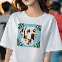 ラブラドールレトリバー Tシャツ レディース 犬ファン 半袖 春夏 犬柄 プリント カジュアル かわいい 人間用 個性派 ここだけのデザイン 面白 花 ラブラド...