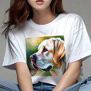 ゴールデンレトリバー Tシャツ レディース 犬ファン 半袖 春夏 犬柄 プリント カジュアル かわいい 人間用 個性派 ここだけのデザイン 面白 ゴールデンレト...