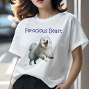 サモエド Tシャツ レディース 犬ファン 半袖 春夏 犬柄 プリント カジュアル かわいい 人間用 個性派 ここだけのデザイン 面白 サモエド